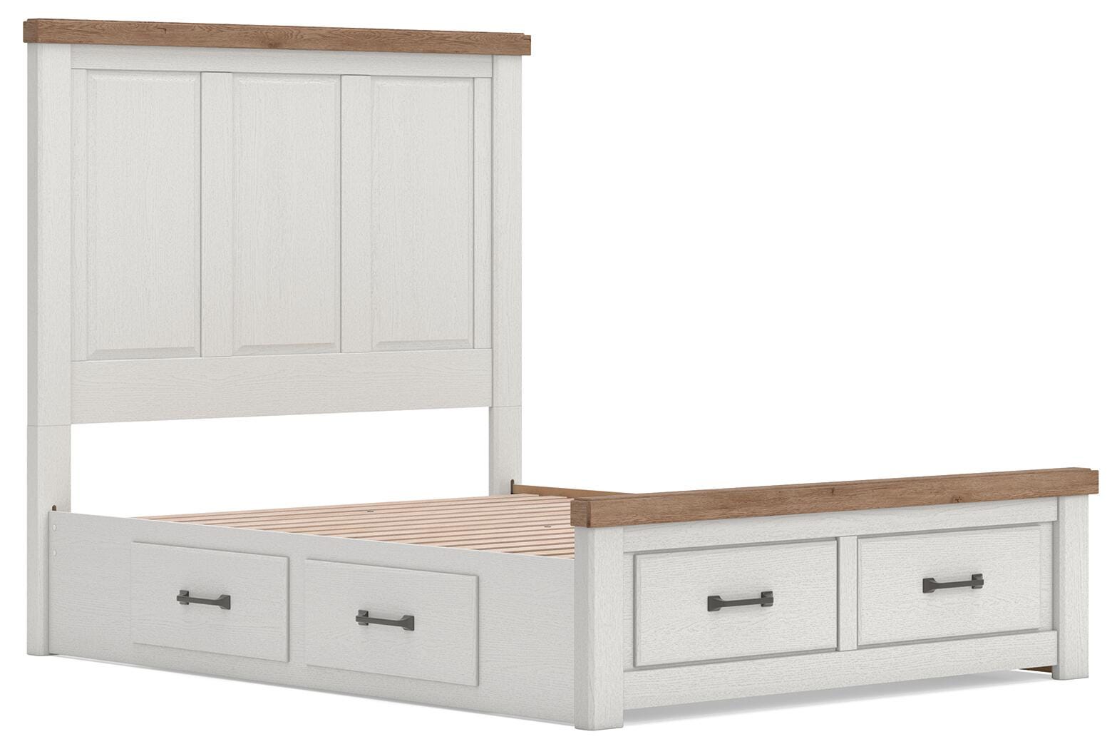 Savonport White/Brown Queen Panel Storage Bed angled view