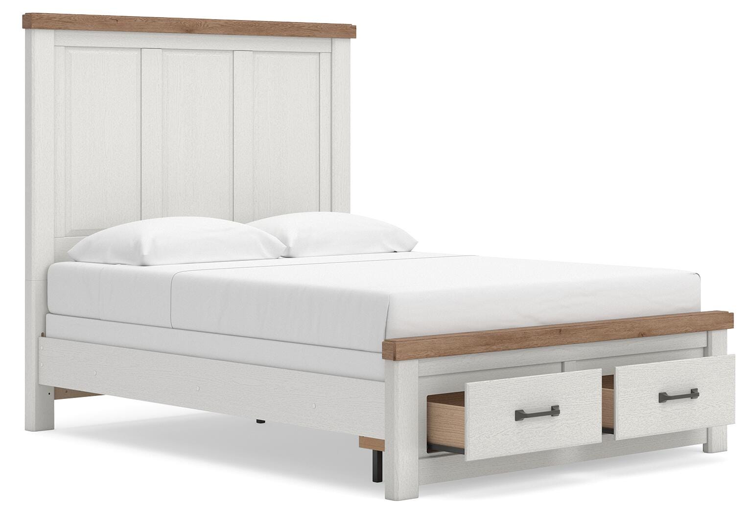 Savonport White/Brown Panel Storage Bedroom Set angled view
