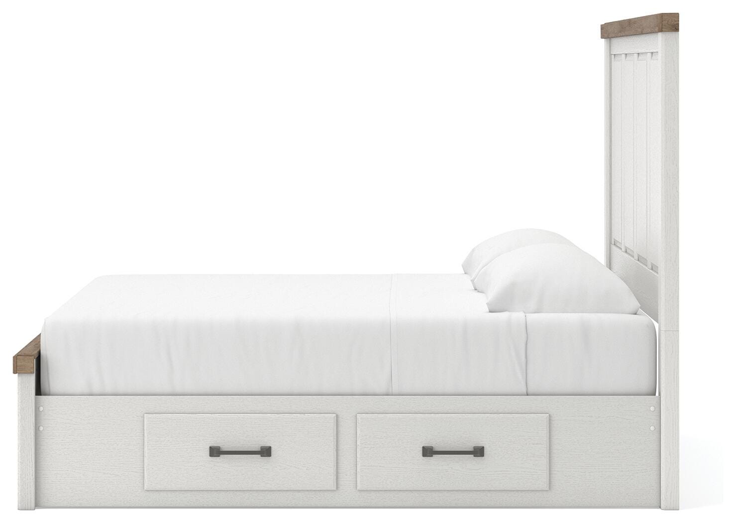 Savonport White/Brown King Panel Bed with Storage view 3