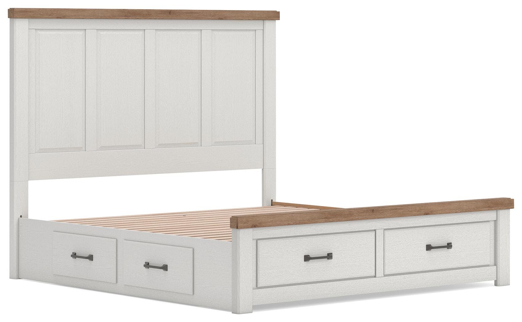 Savonport White/Brown Panel Storage Bedroom Set angled view