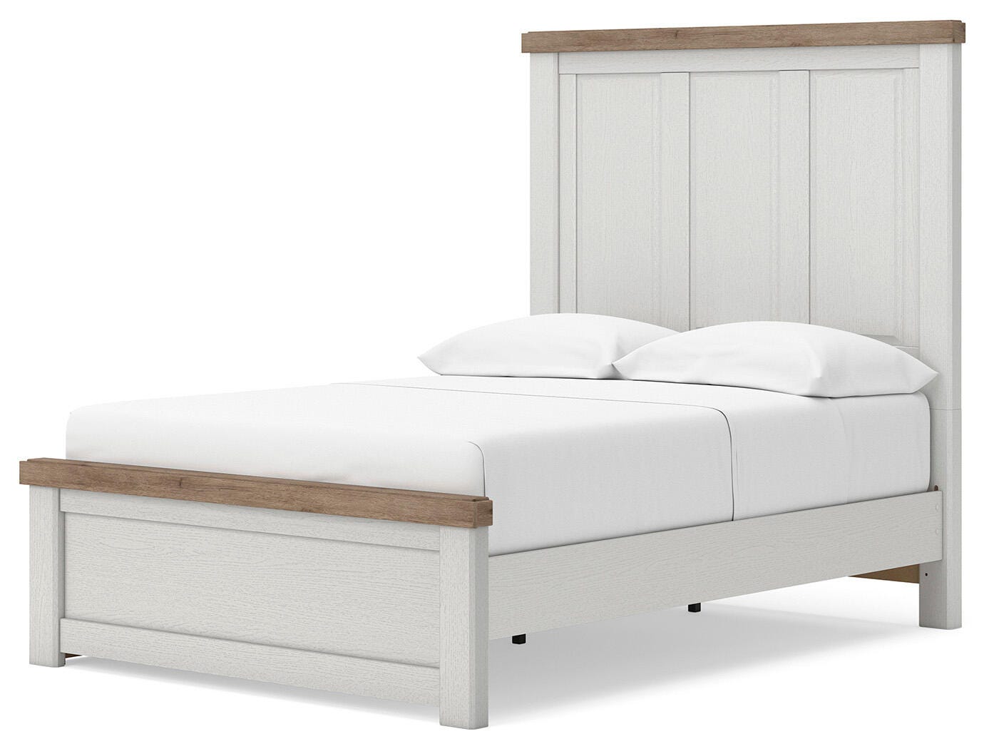 Savonport White/Brown Full Panel Bed with Storage angled view
