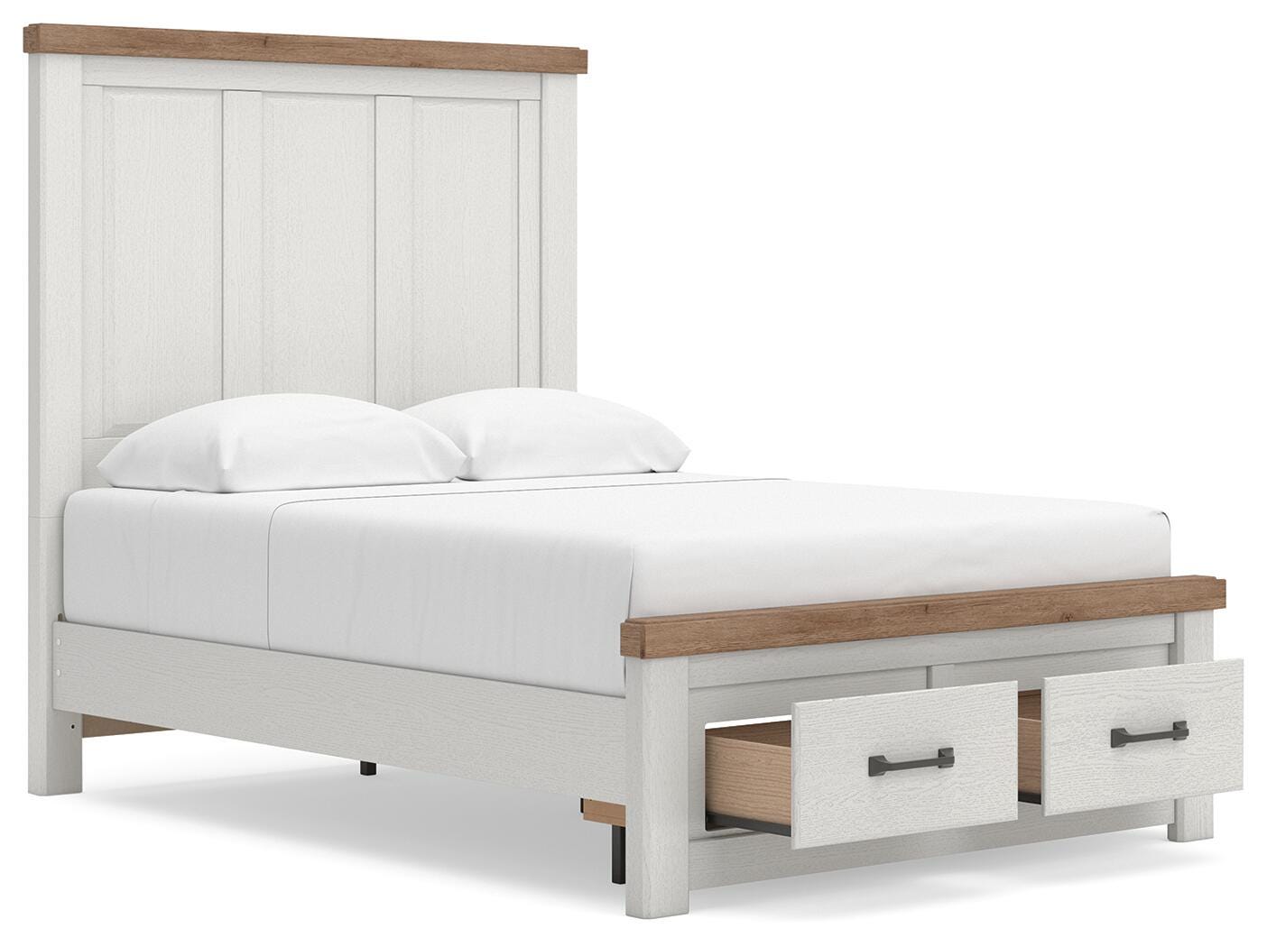 Savonport White/Brown Full Panel Storage Bed angled view