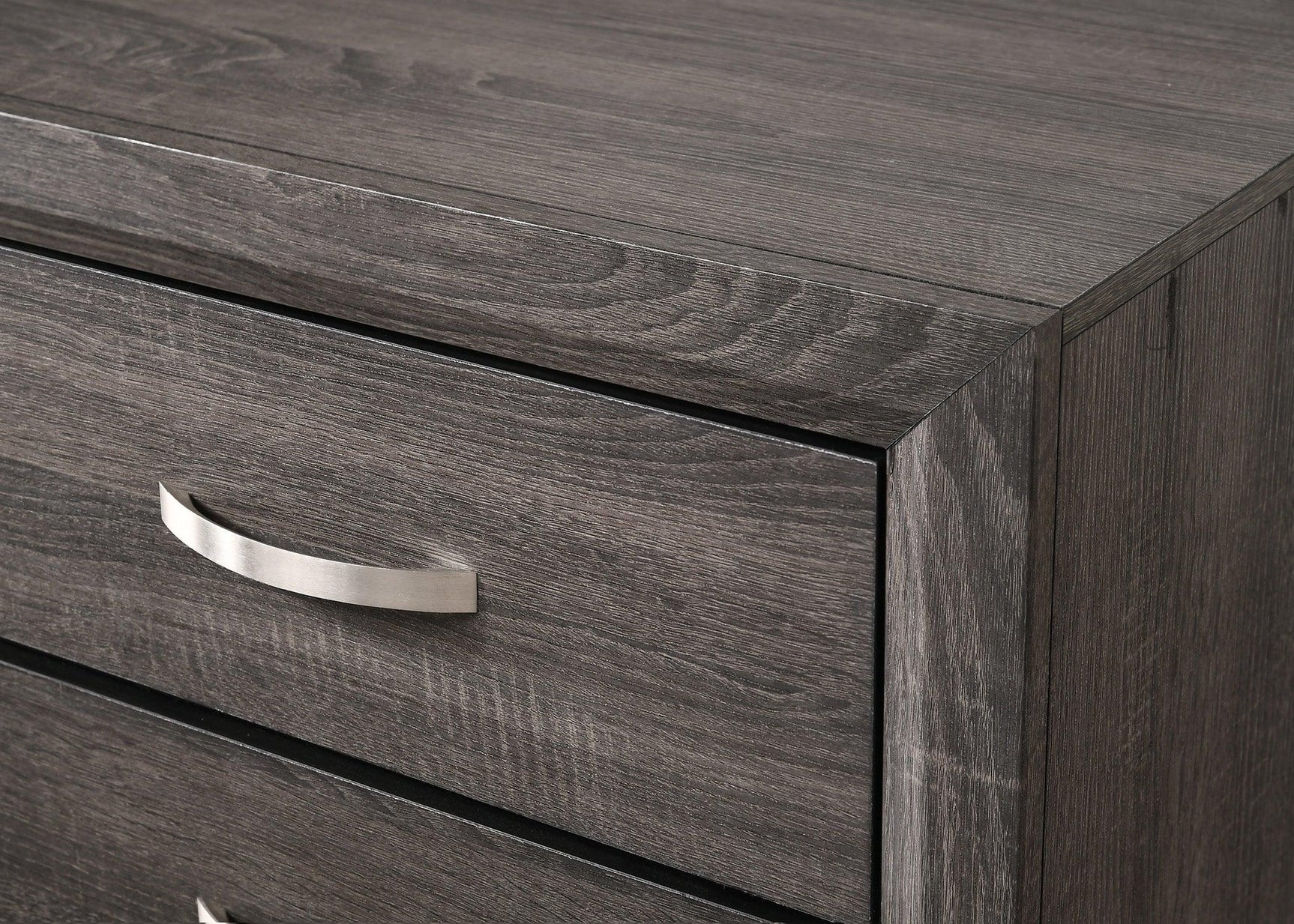 Akerson Gray Twin Panel Bed with Upholstered Headboard and Storage Drawers