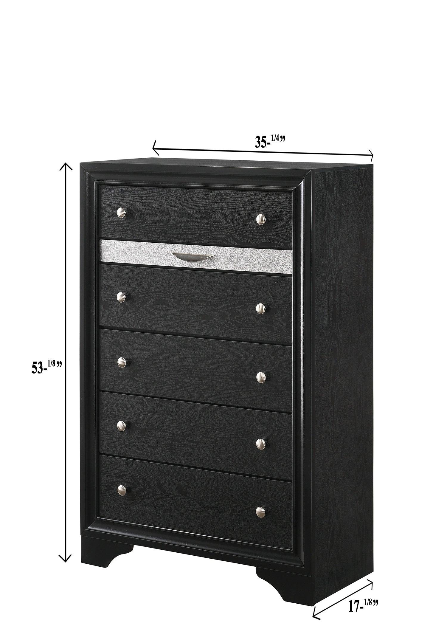 main view of Regata Black Silver Storage Platform Bedroom Set bed