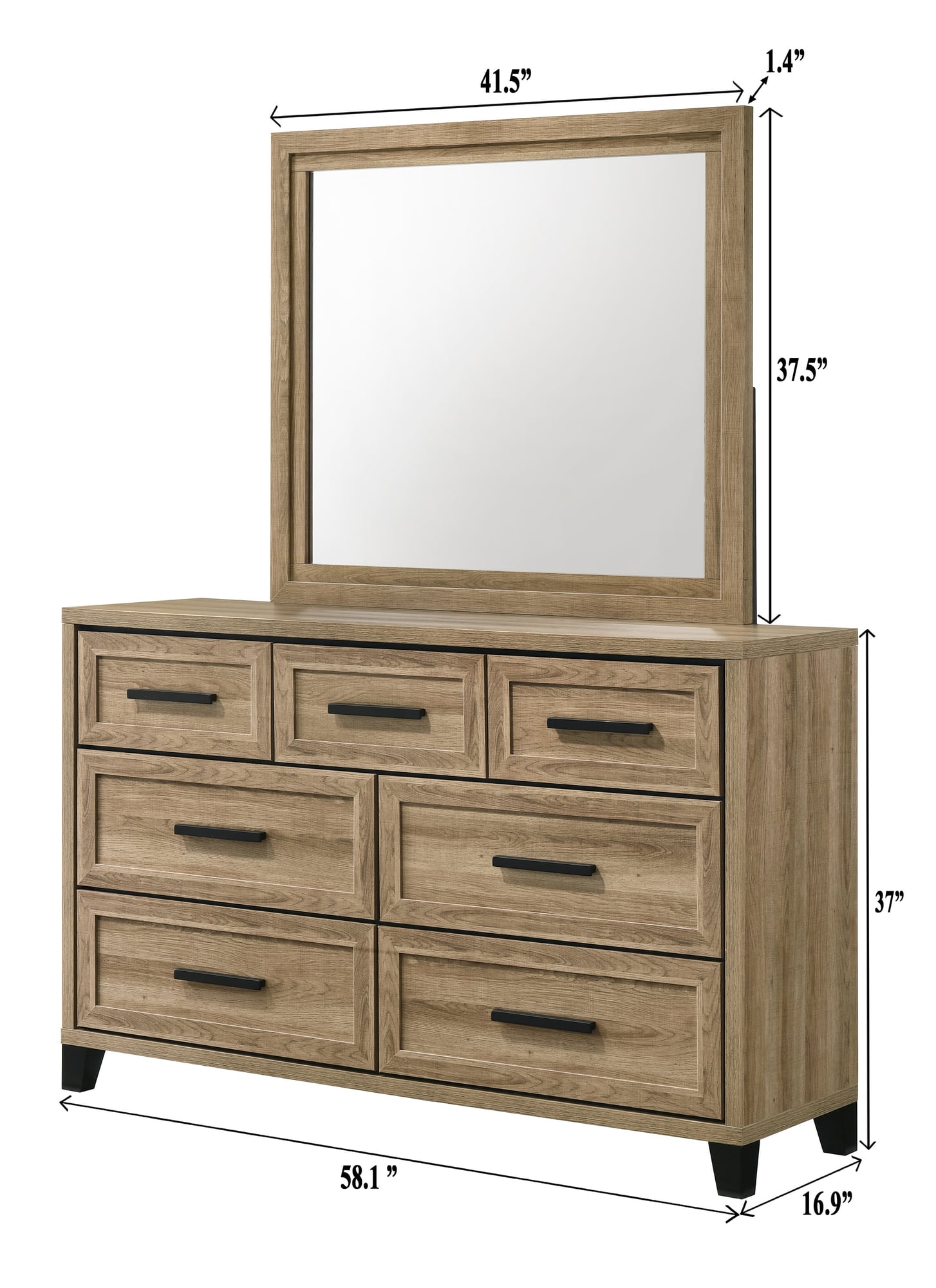 Jameson Light Brown Dresser and Mirror view 2