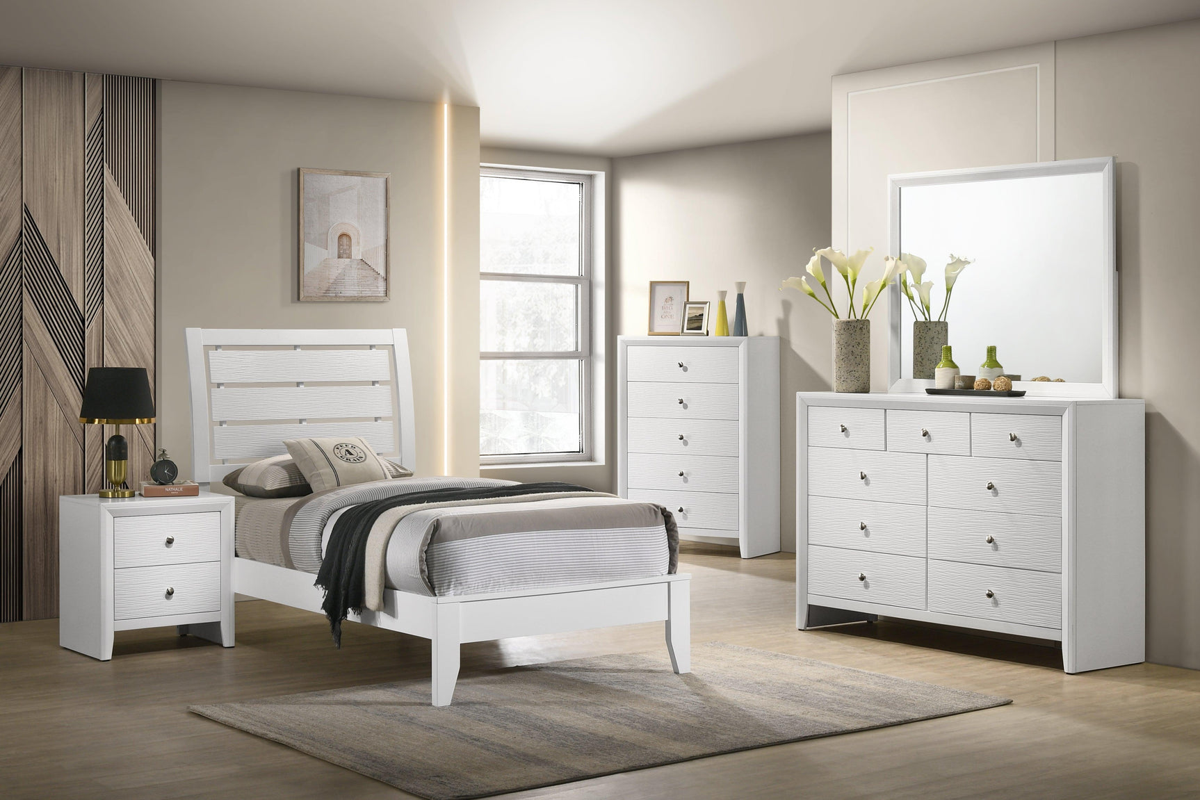 Evan bedroom set showing queen size bed