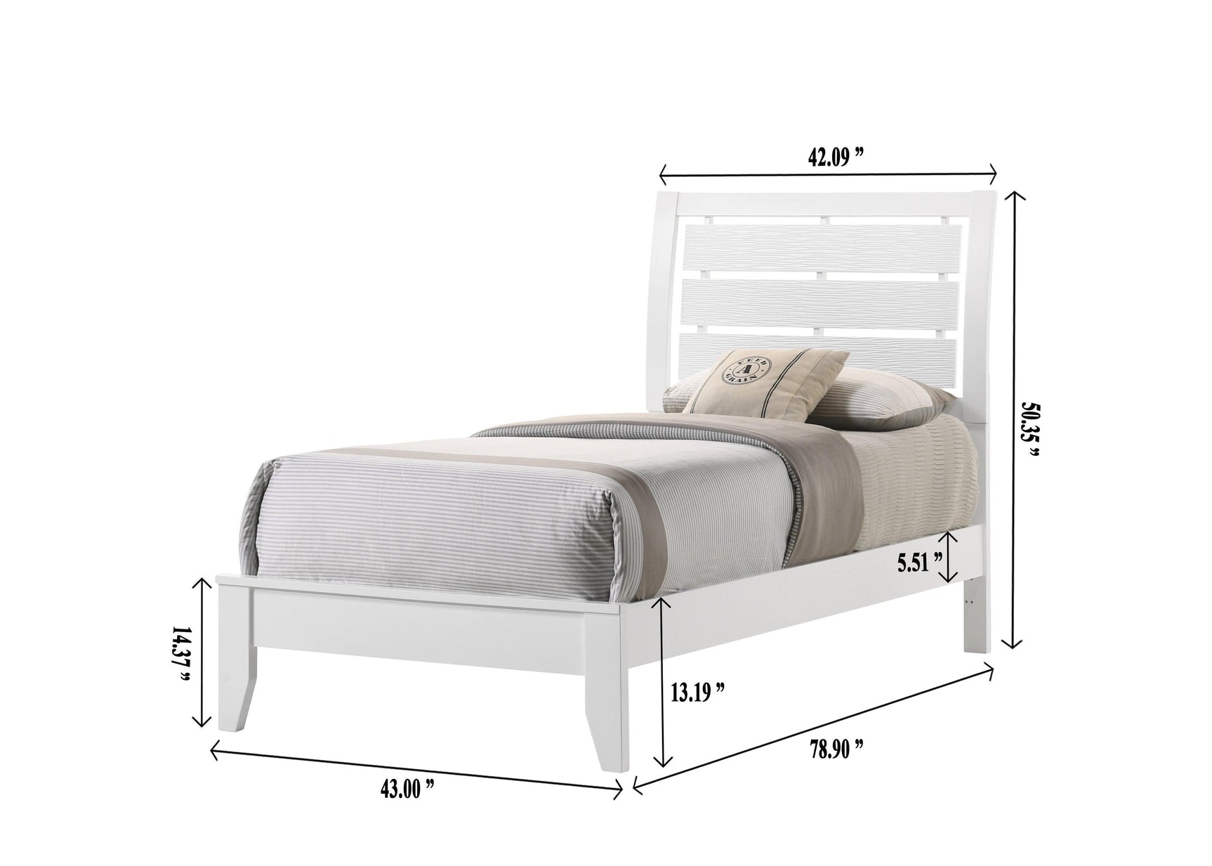 Evan White Modern Contemporary Wood Veneer Queen Sleigh Bed
