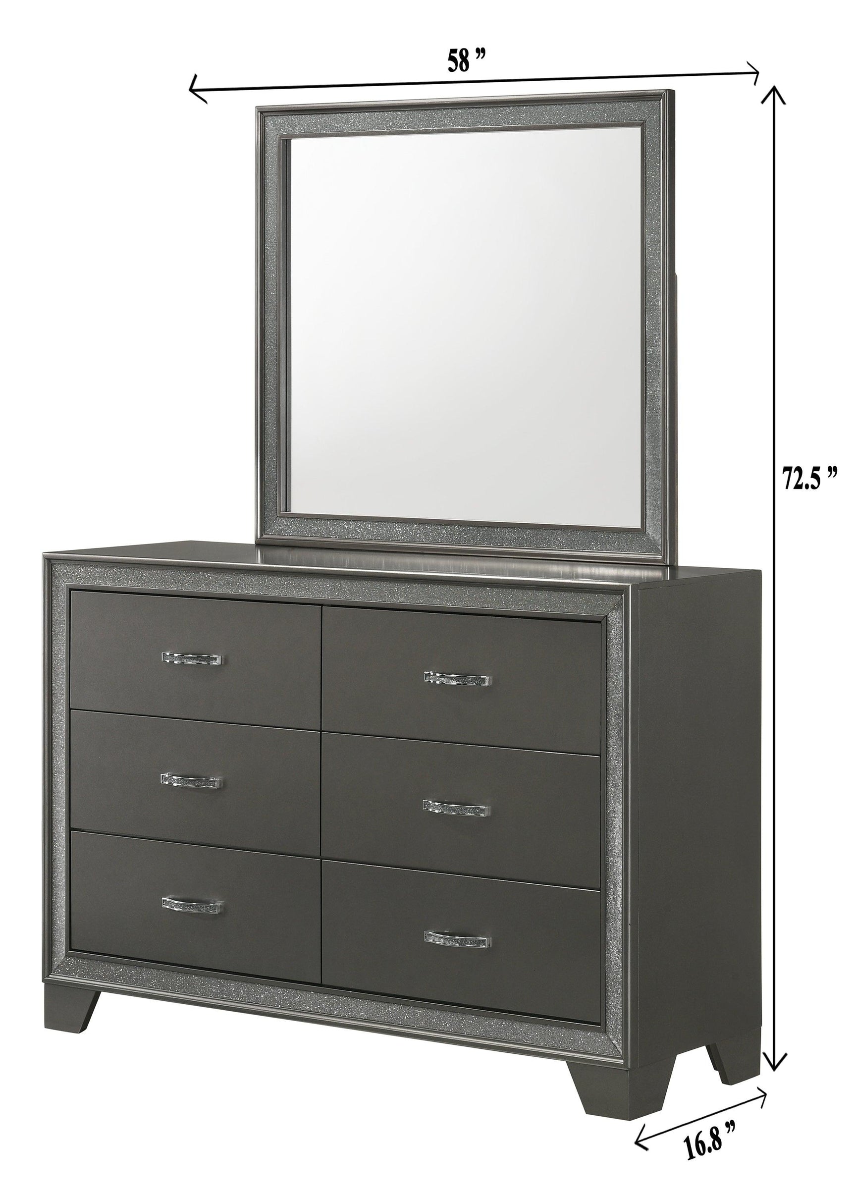 Side angle of Kaia Gray Night Stand showing sleek wood and metal design
