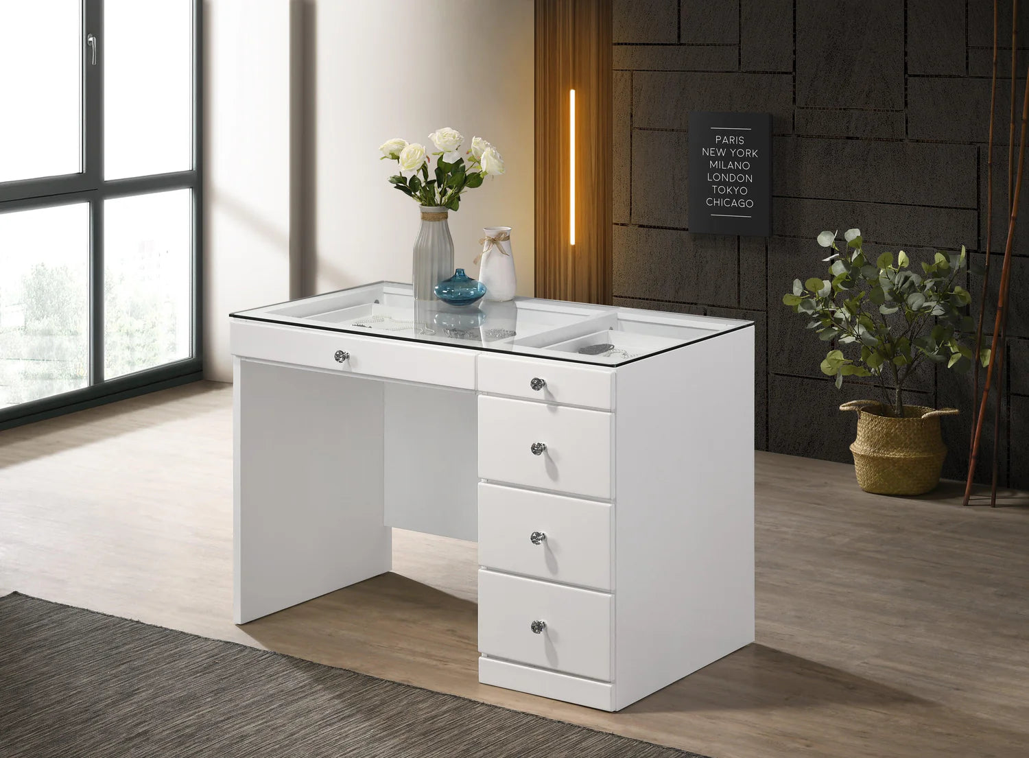 Drawer knobs detail on Morgan Vanity Set
