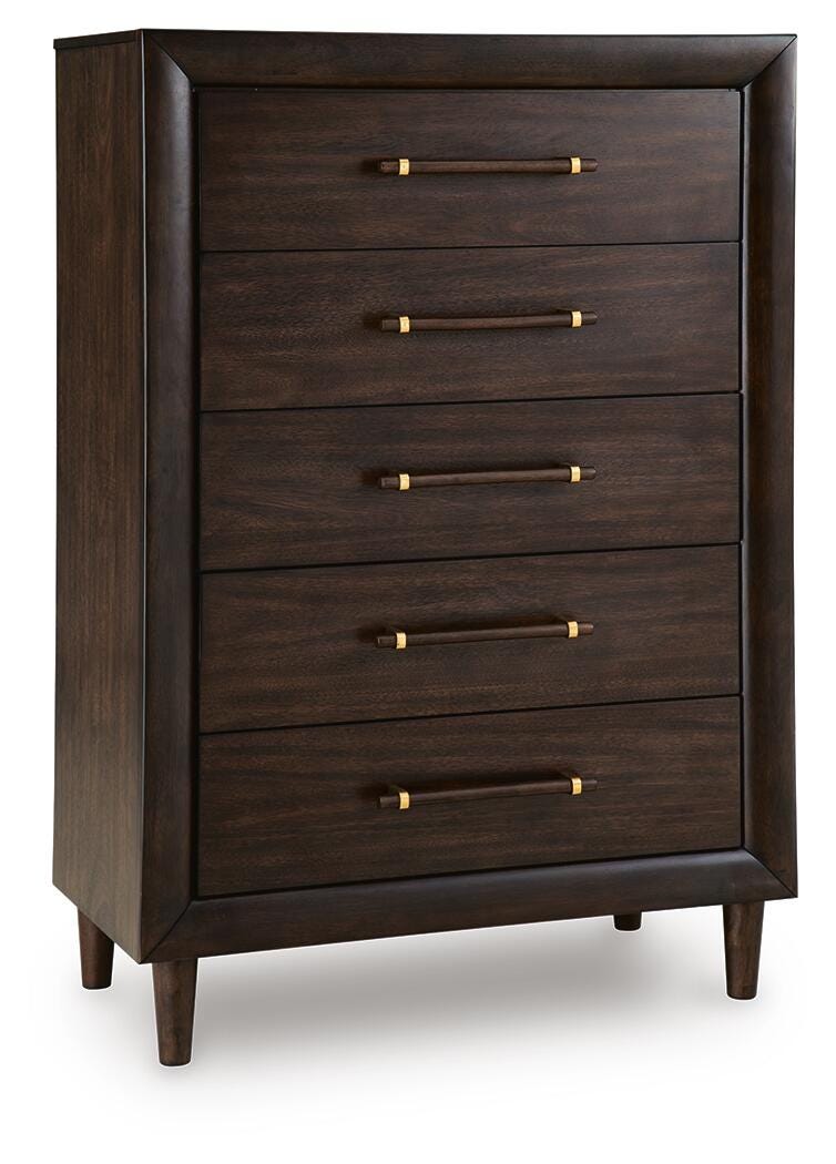 Dantenton Merlot Chest of Drawers angled closed drawer