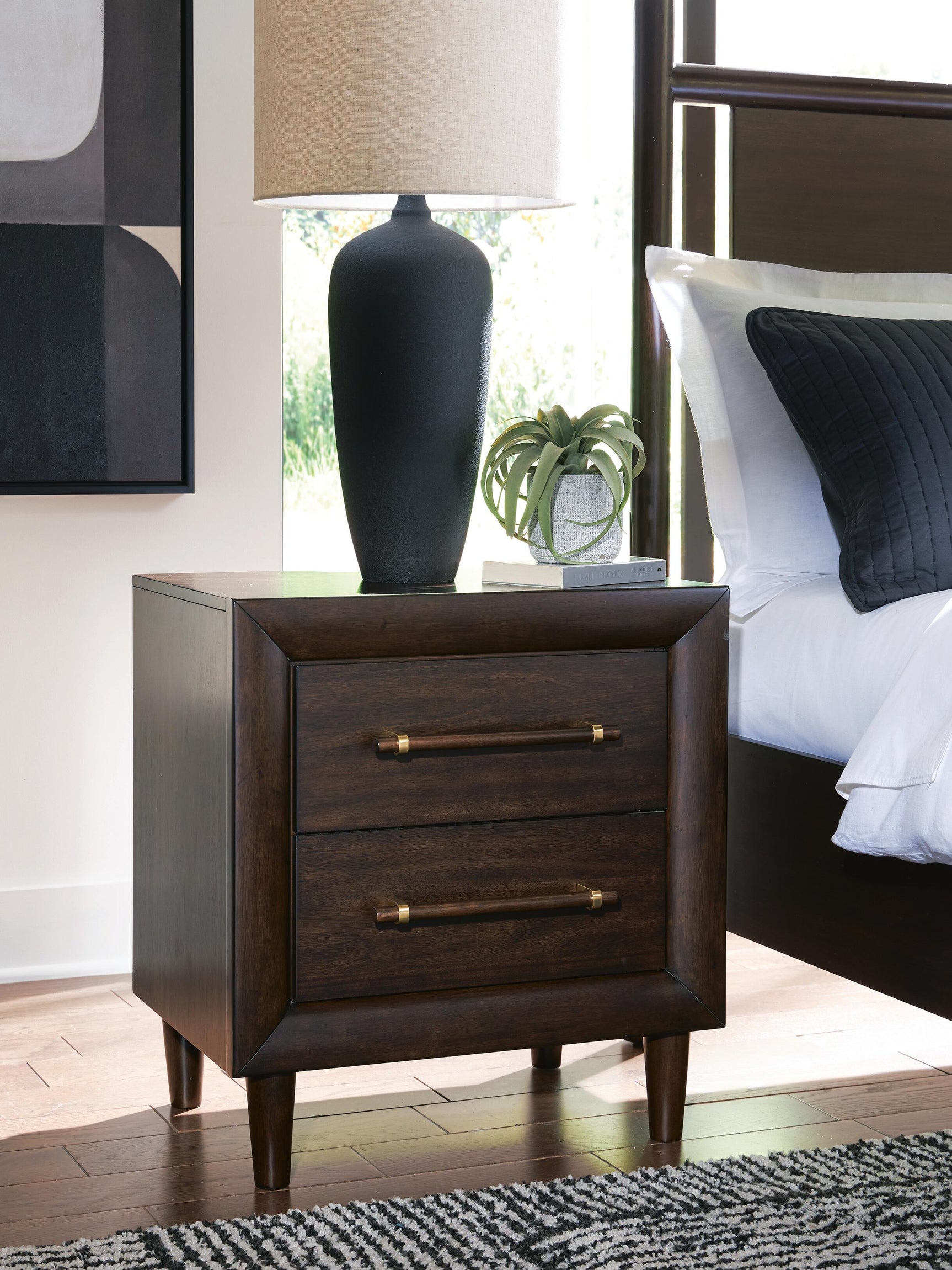 Dantenton Nightstand front view in merlot finish