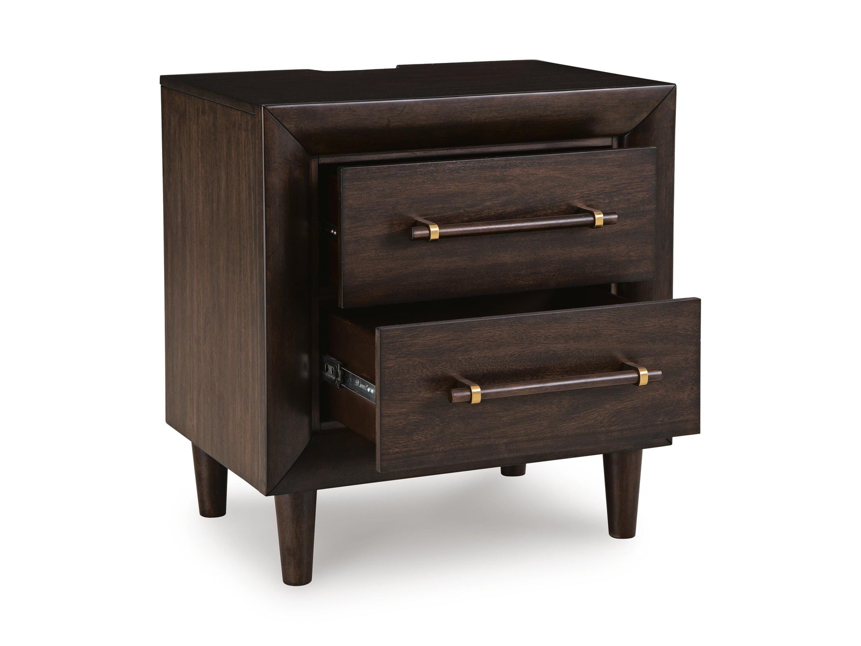Dantenton Nightstand front with drawers open showing interior