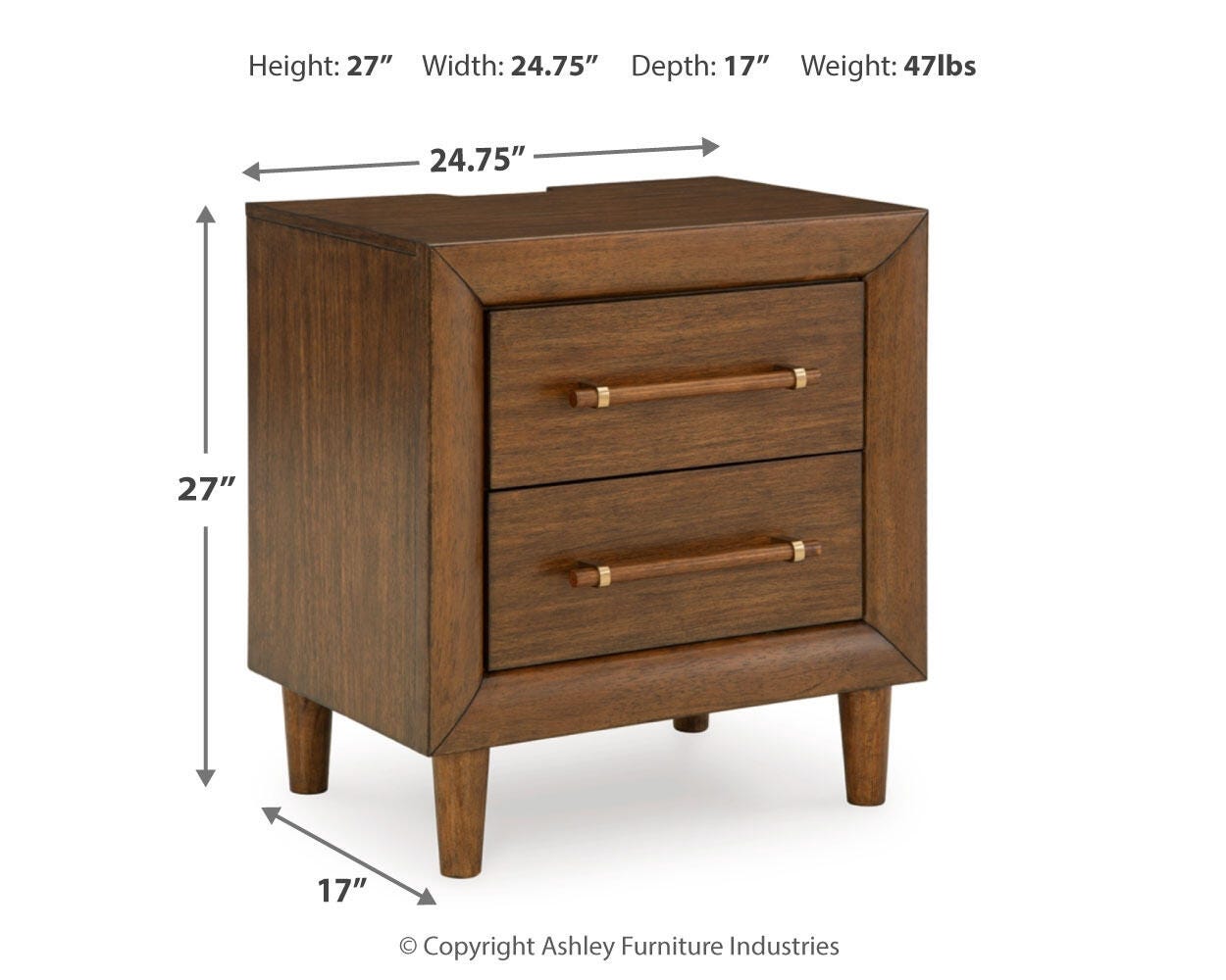 Lyncott Brown Upholstered Bedroom Set dimension view