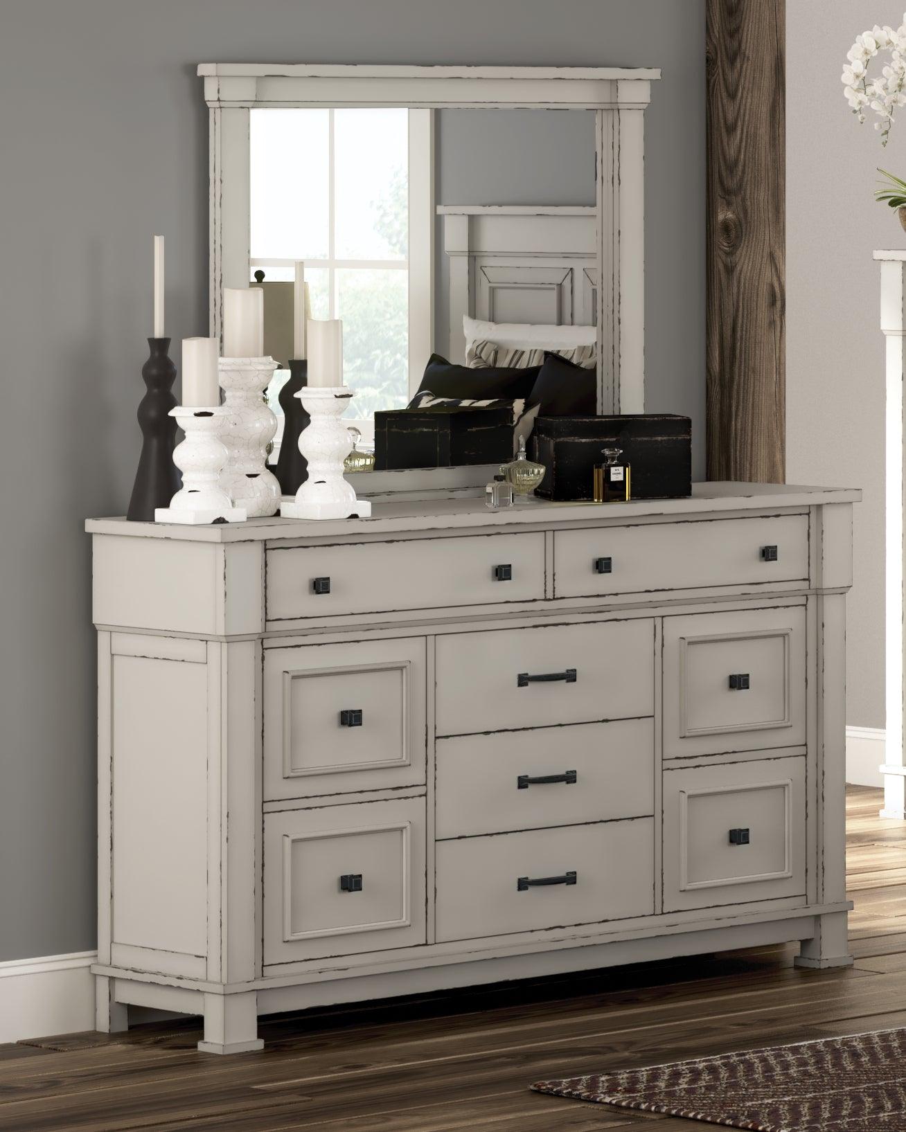Jennily Whitewash Dresser And Mirror - Ella Furniture