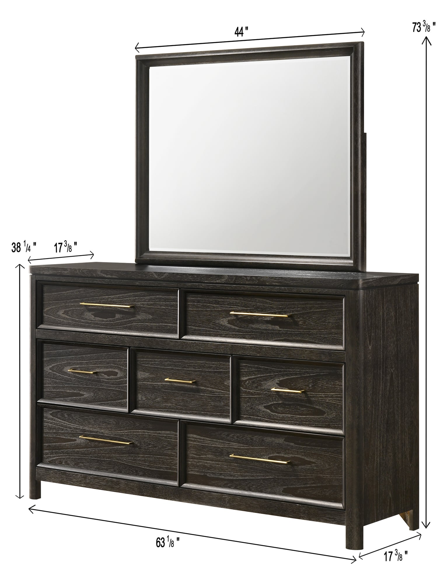 Ethel Dark Brown Dresser and Mirror view 2