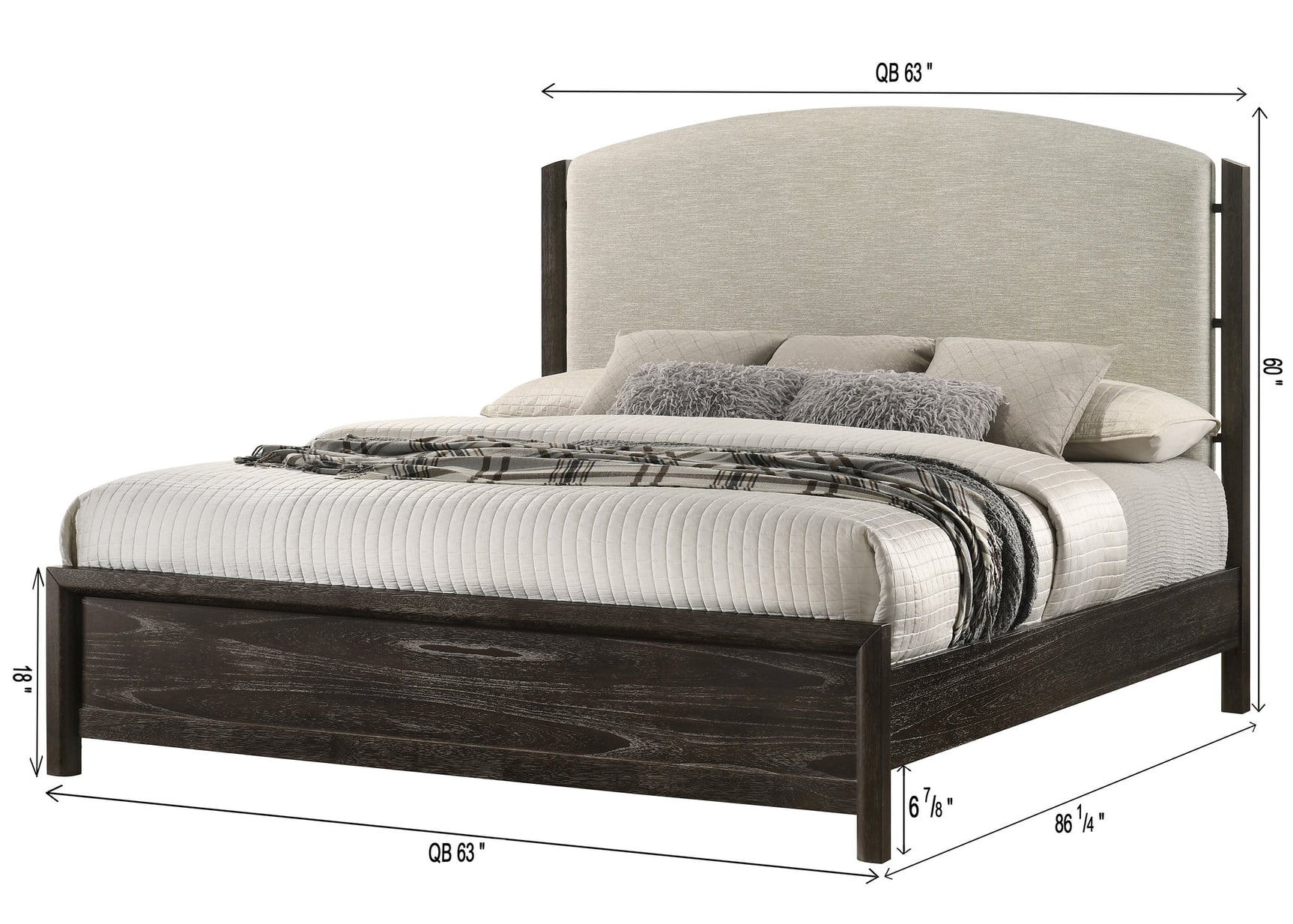 Ethel Dark Brown Upholstered Panel Bedroom Set view 5