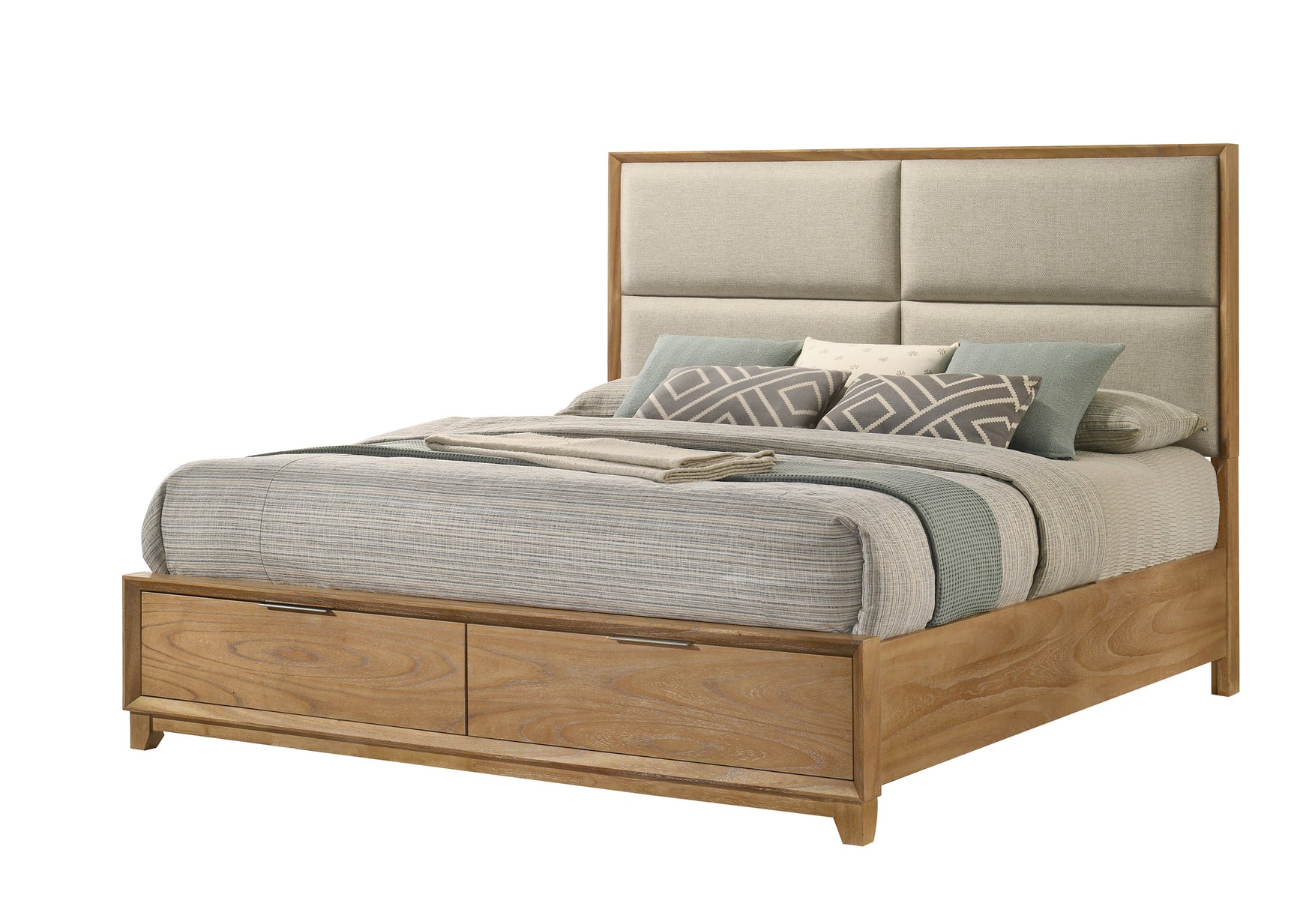Florian light brown platform bed side angle
