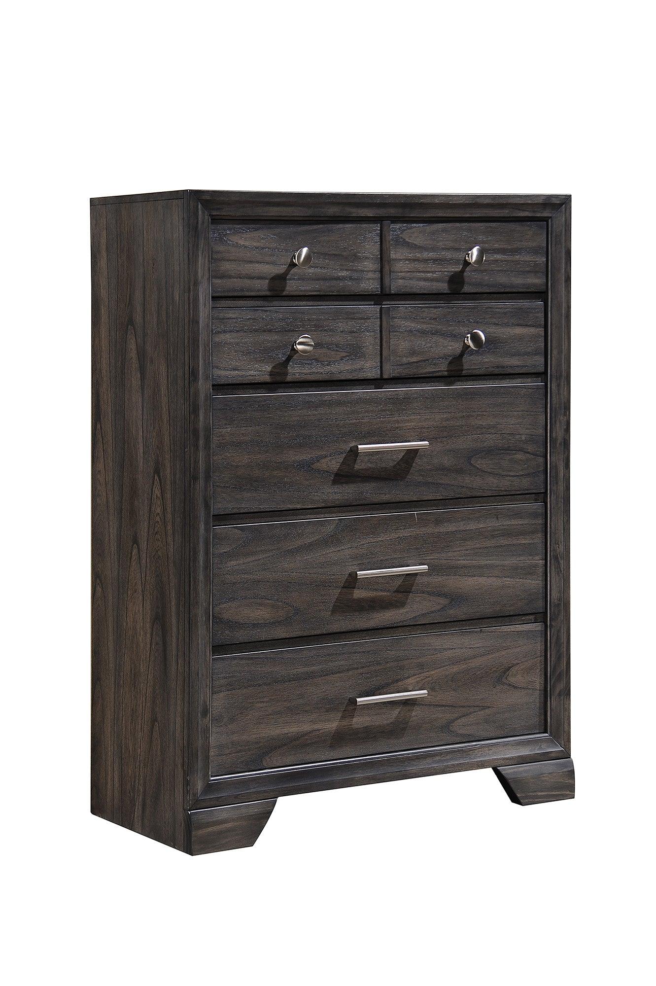 bedroom view of Jaymes Gray Storage Fabric Platform Bedroom Set bed
