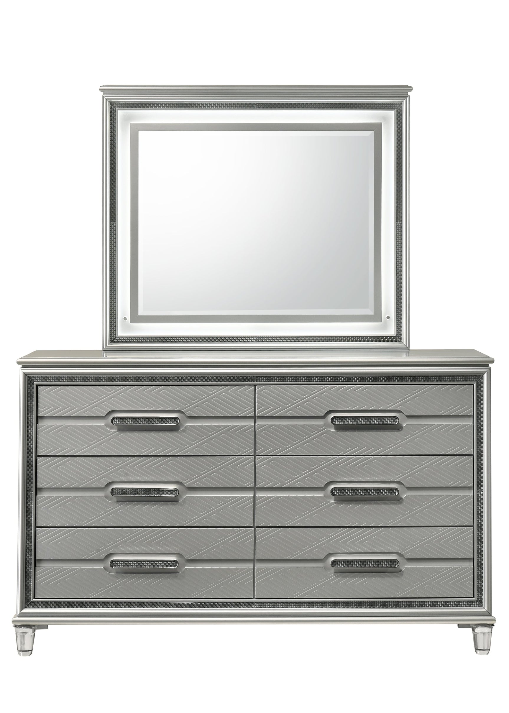 Amiri bedroom chest with decorative black-silver fiberglass frame