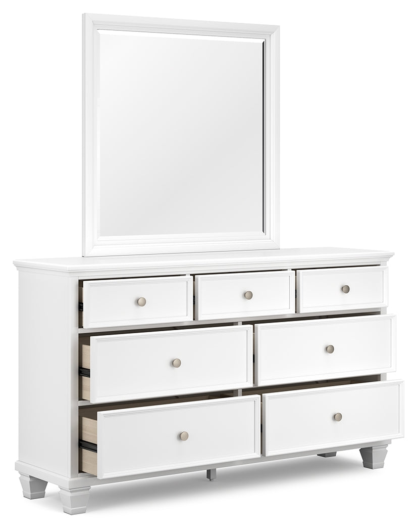 Open drawer detail of Fortman dresser in white finish
