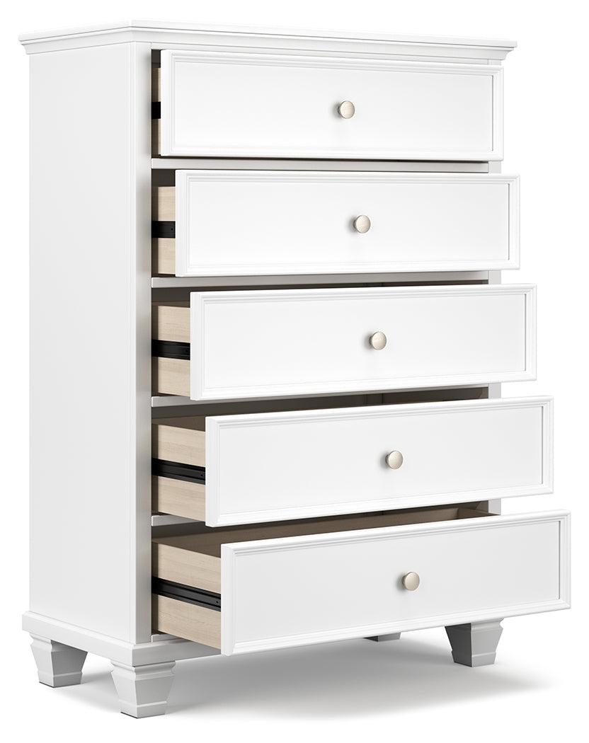 Fortman White Chest with drawers open