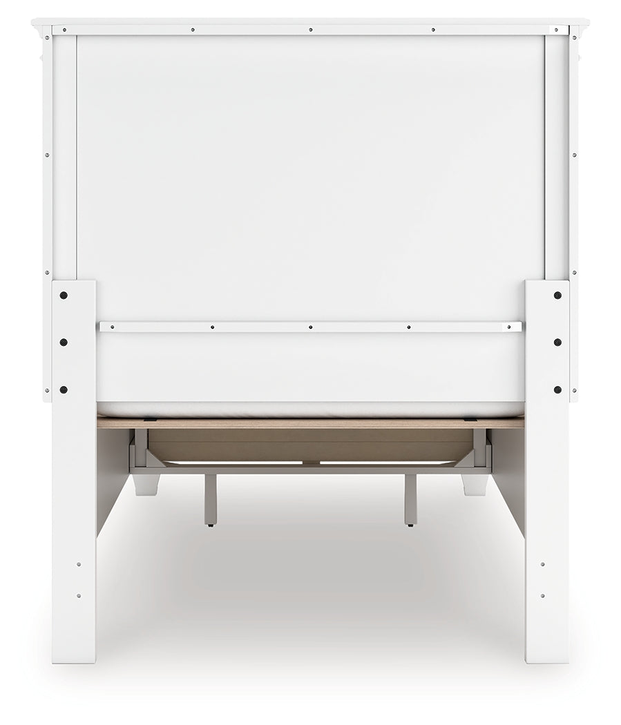 Back view of Fortman white twin bed