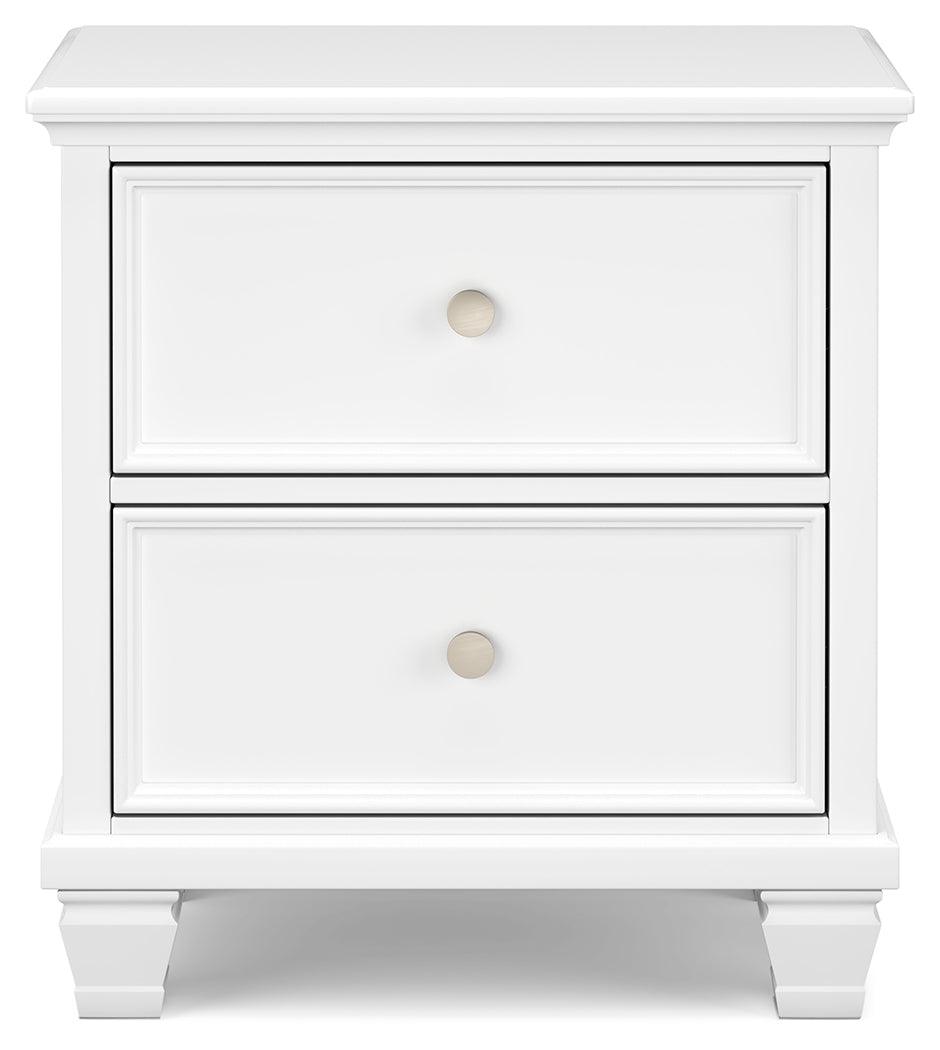 Fortman White Nightstand head-on view highlighting white finish