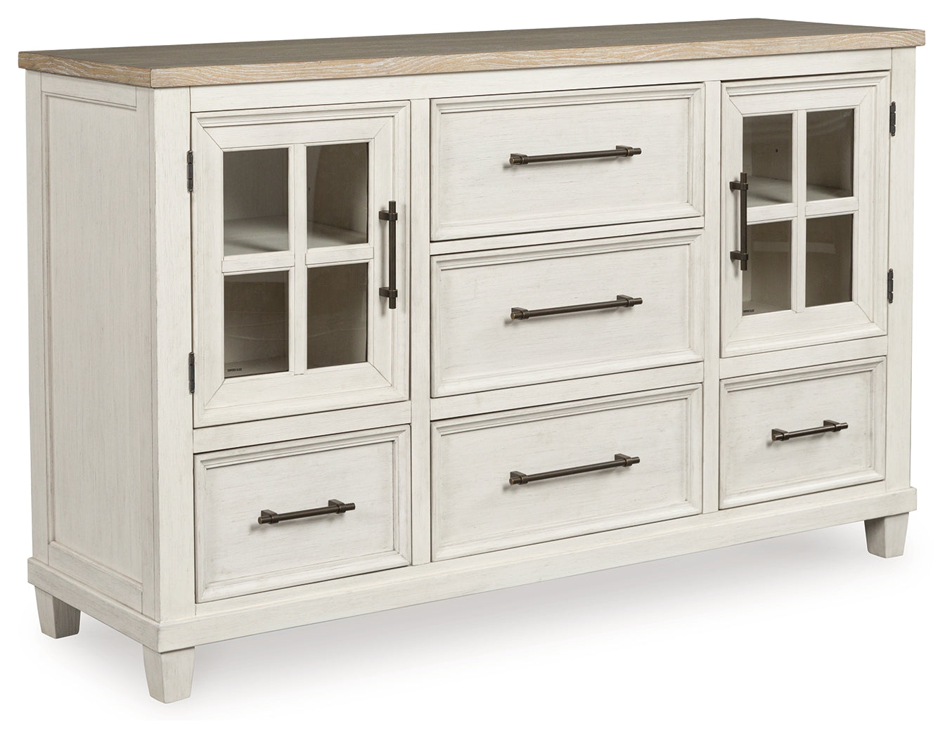Shaybrock dresser angled side view with doors closed