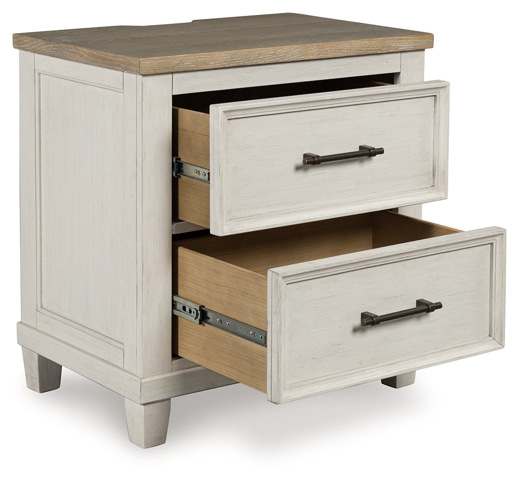 Shaybrock Nightstand angled showing open drawers