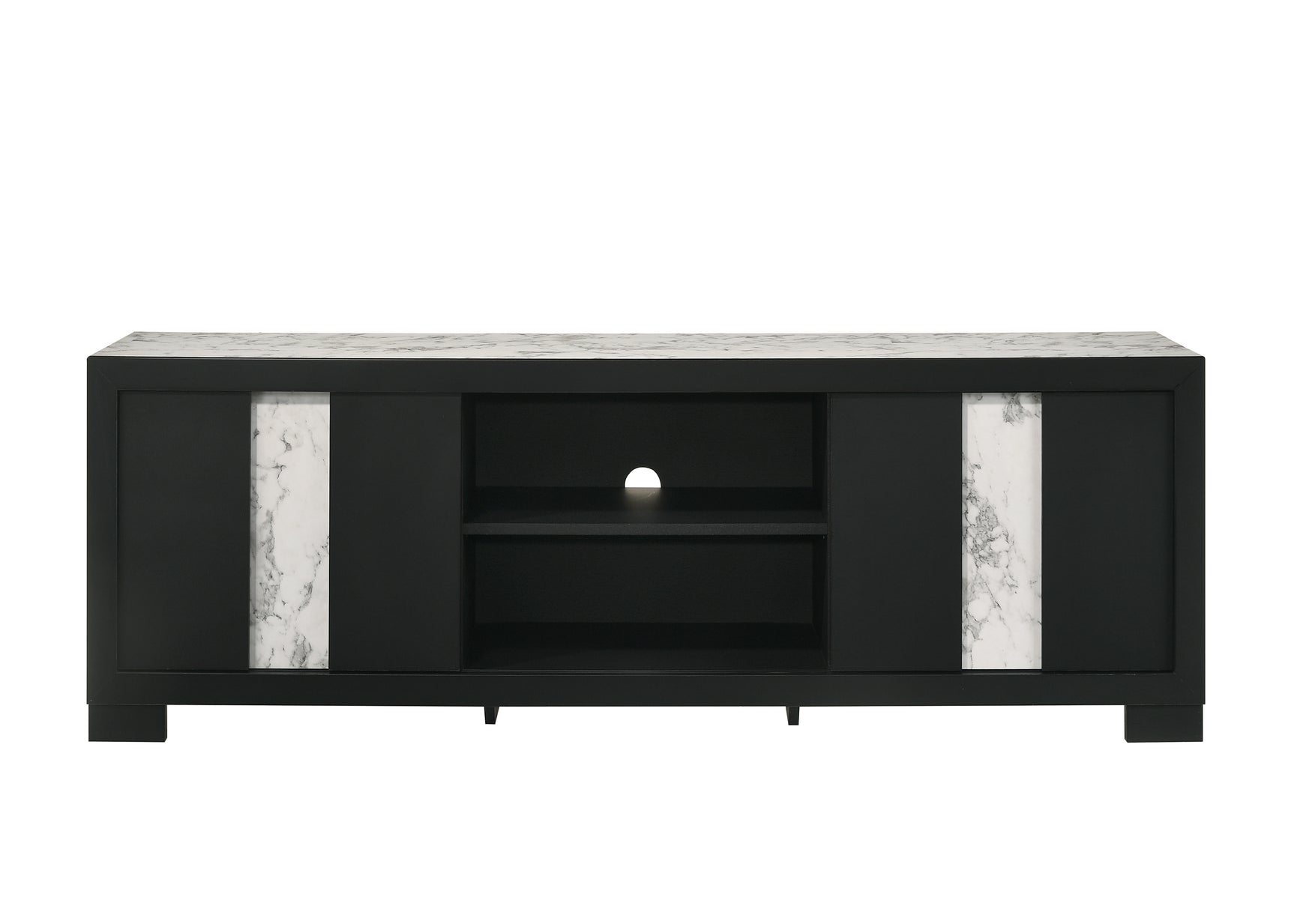 Rangley Black TV Stand angled view showing open shelf space