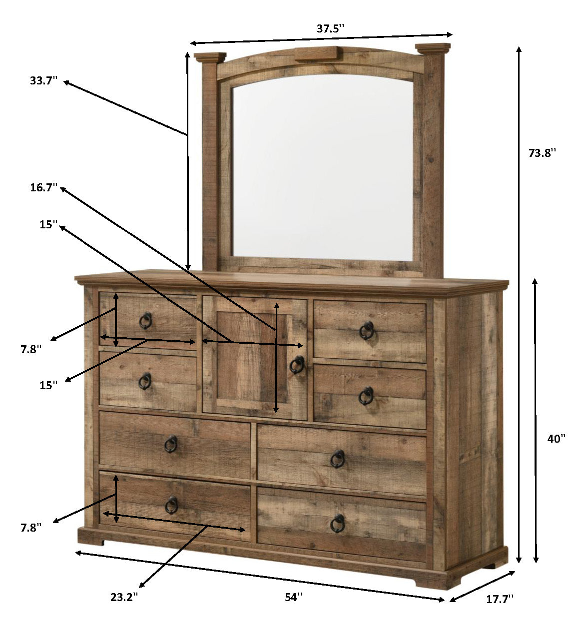 Ella-Mae Natural Dresser and Mirror view 2