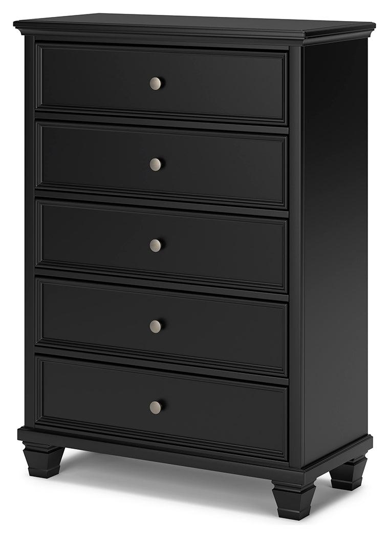 Lanolee Black Chest of Drawers front with drawers open