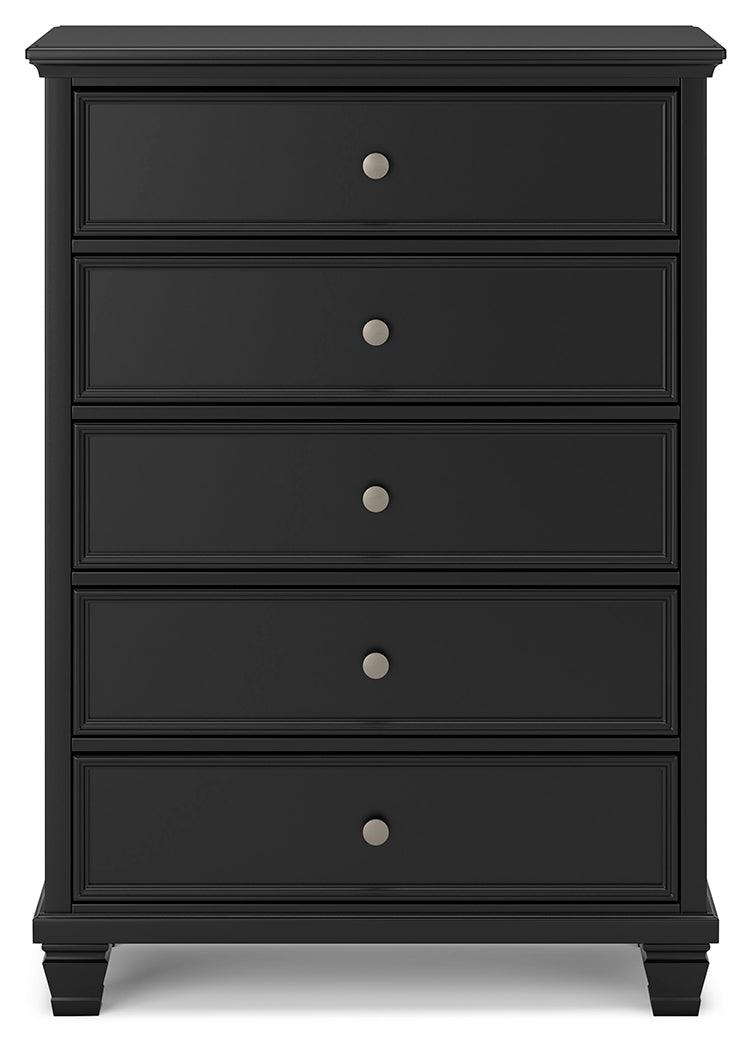 Lanolee Black Chest of Drawers side angled