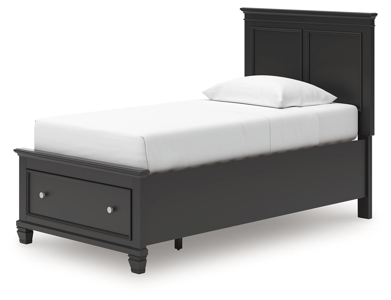 Lanolee Black Twin Panel Storage Bed angled alternate side