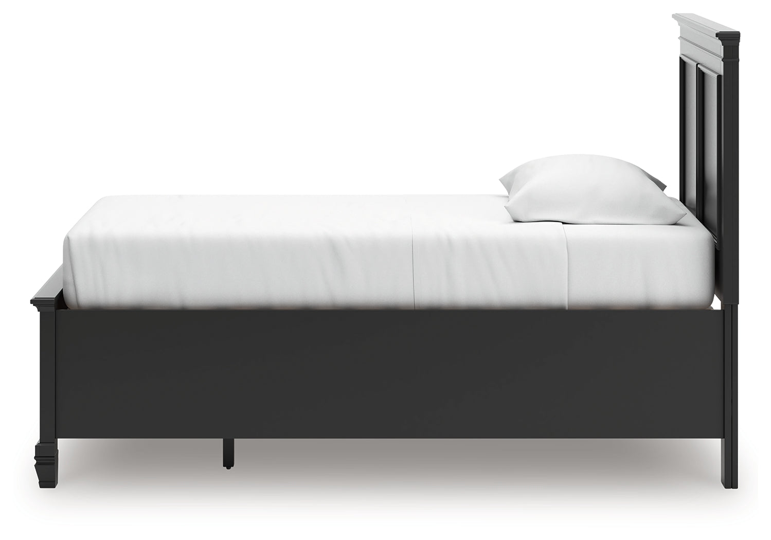 Lanolee Black Twin Panel Storage Bed side alternate angle