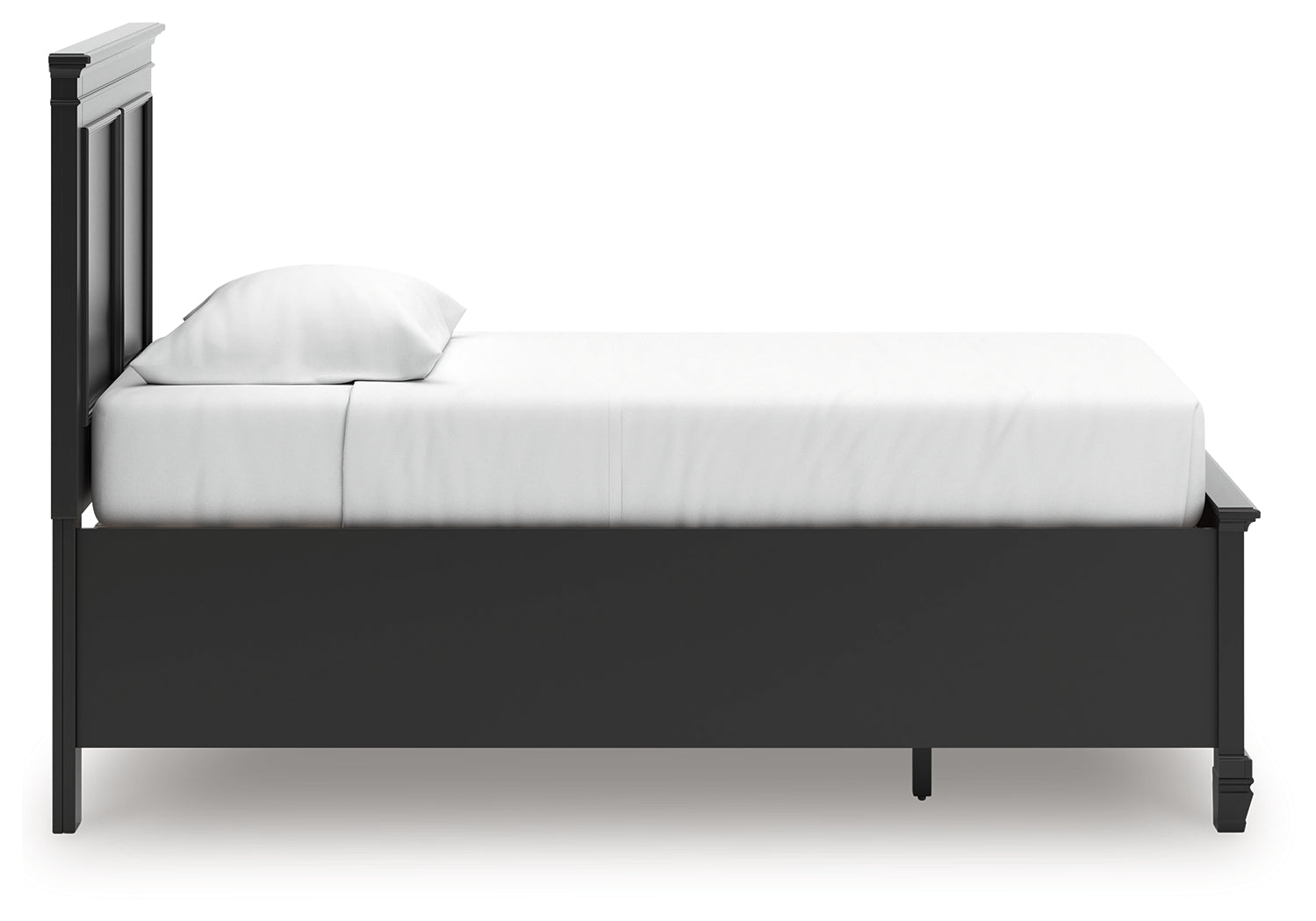 Lanolee Black Twin Panel Storage Bed side profile