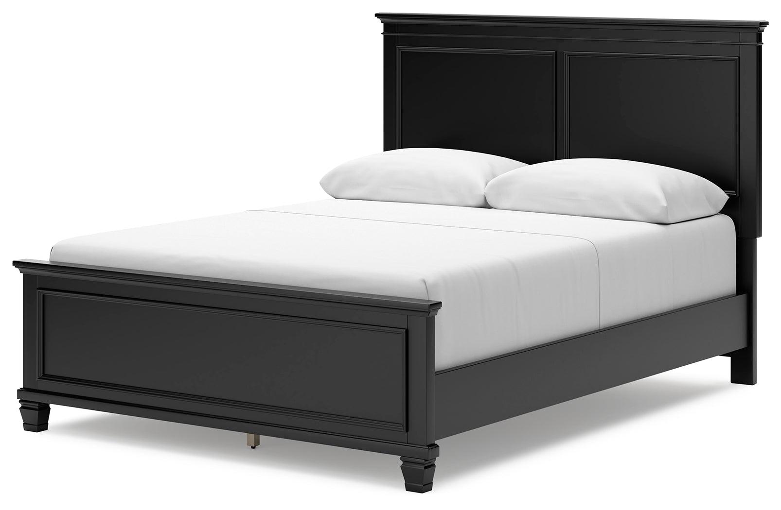 Lanolee Black Queen Panel Bed alternative angled front left view