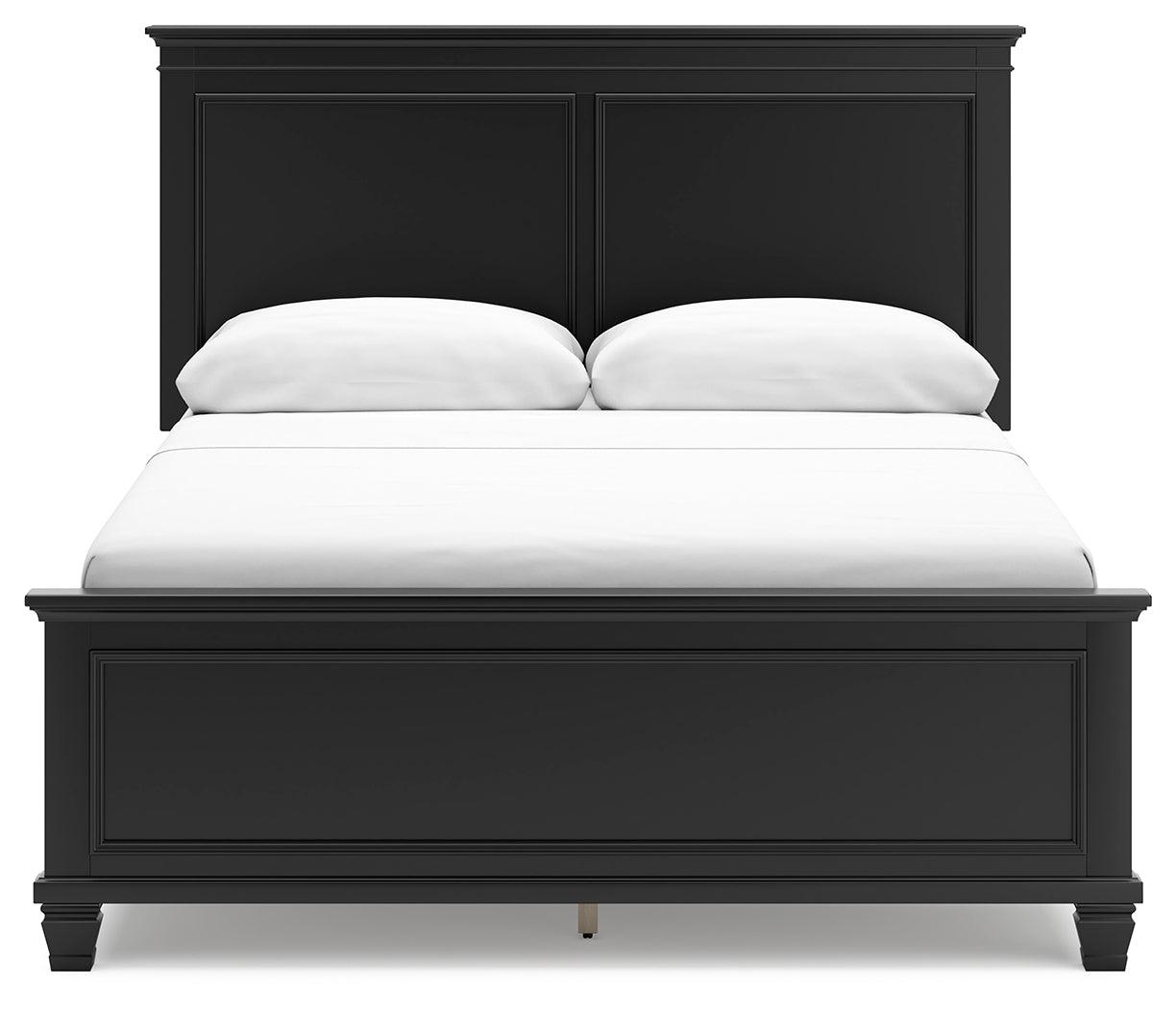 Lanolee Black Queen Panel Bed head-on front view