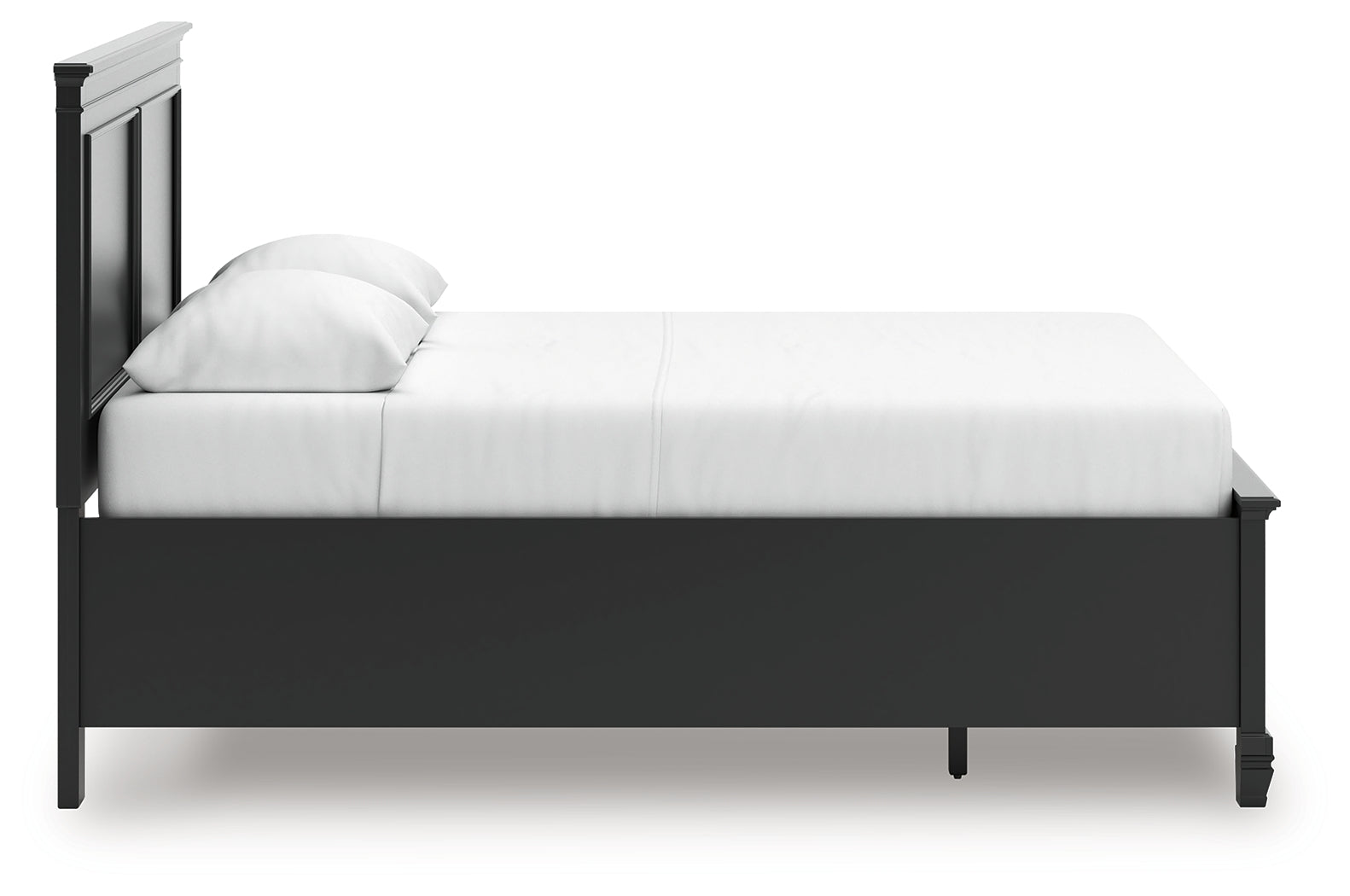 Lanolee Black Queen Panel Storage Bed side with tapered feet