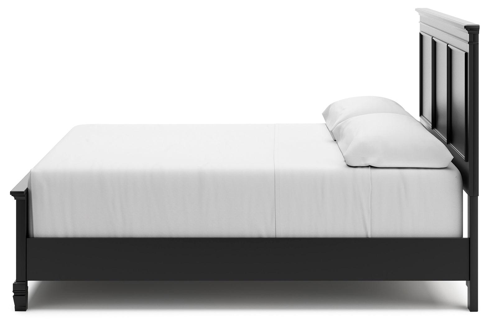 Lanolee Black King Panel Bed side alternate angle