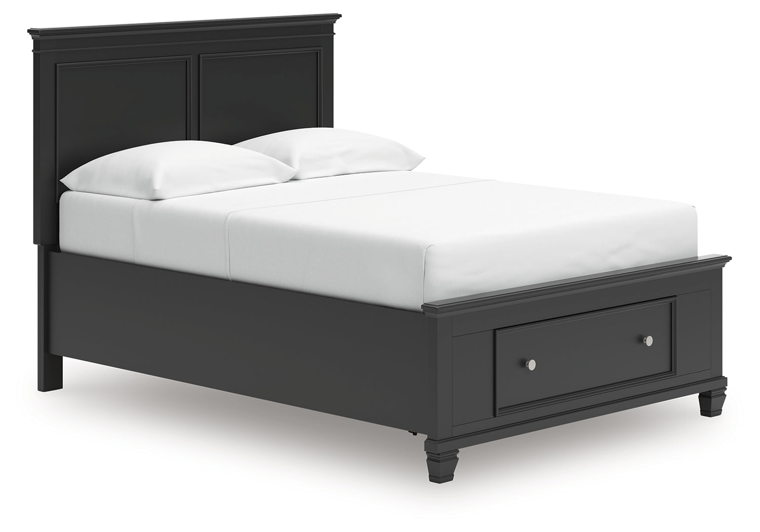 Bed angle showing storage drawers open