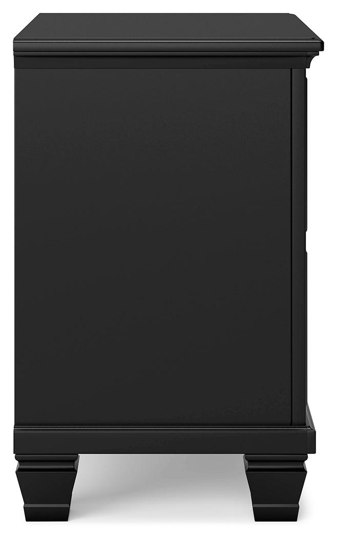 Lanolee Black Nightstand side view