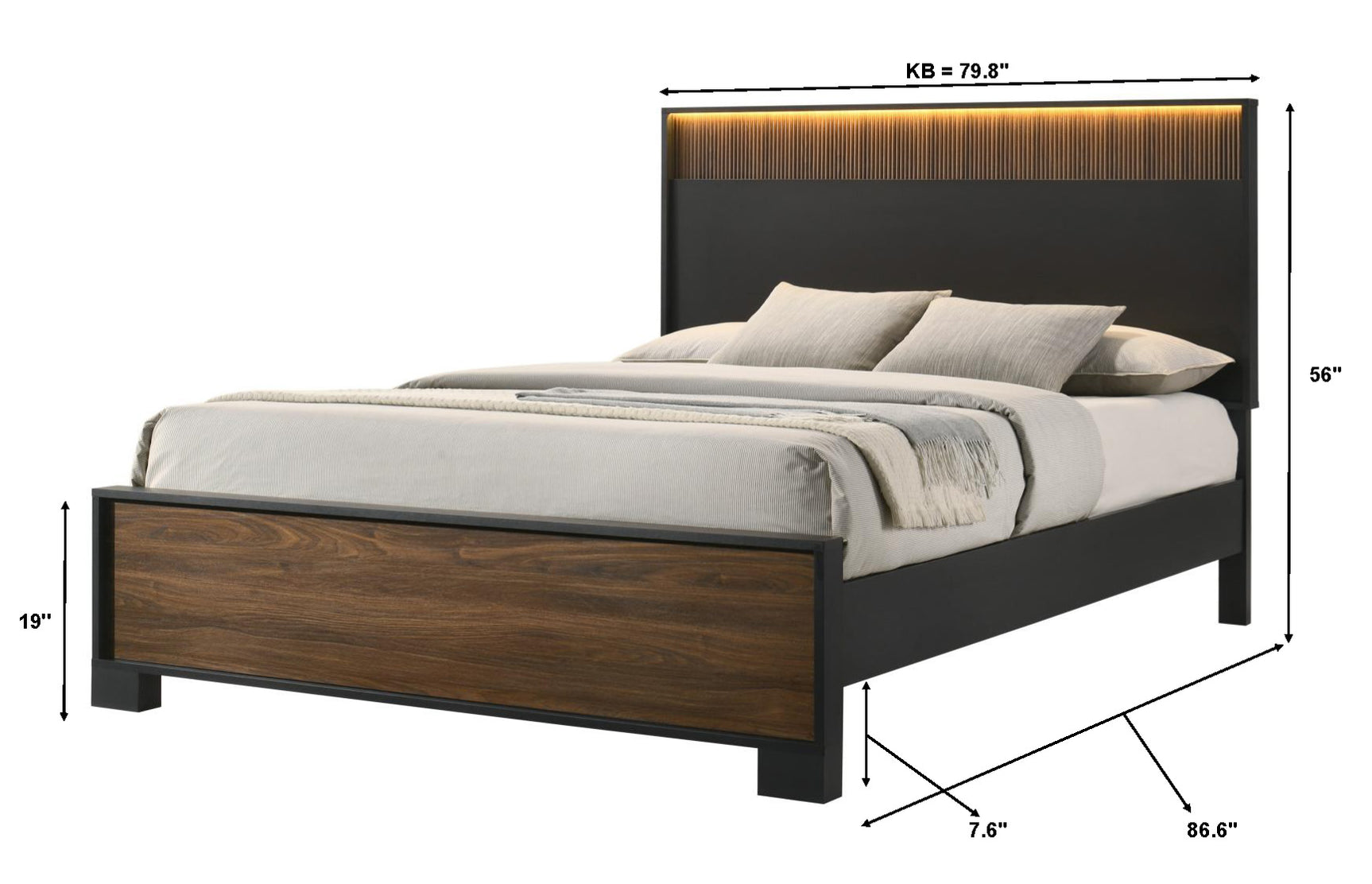 Nemy Brown LED Panel Bedroom Set view 5
