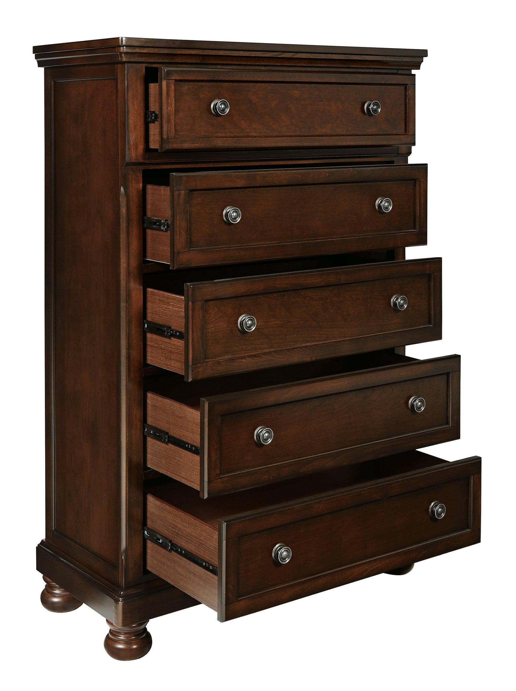 Porter Chest of Drawers, open drawer view with felt and cedar lining