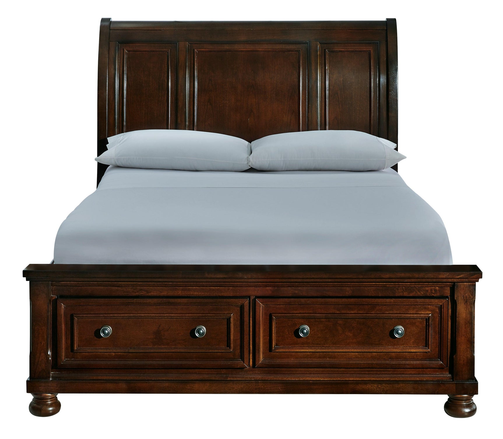 Porter Rustic Brown Queen Sleigh Bed head-on view