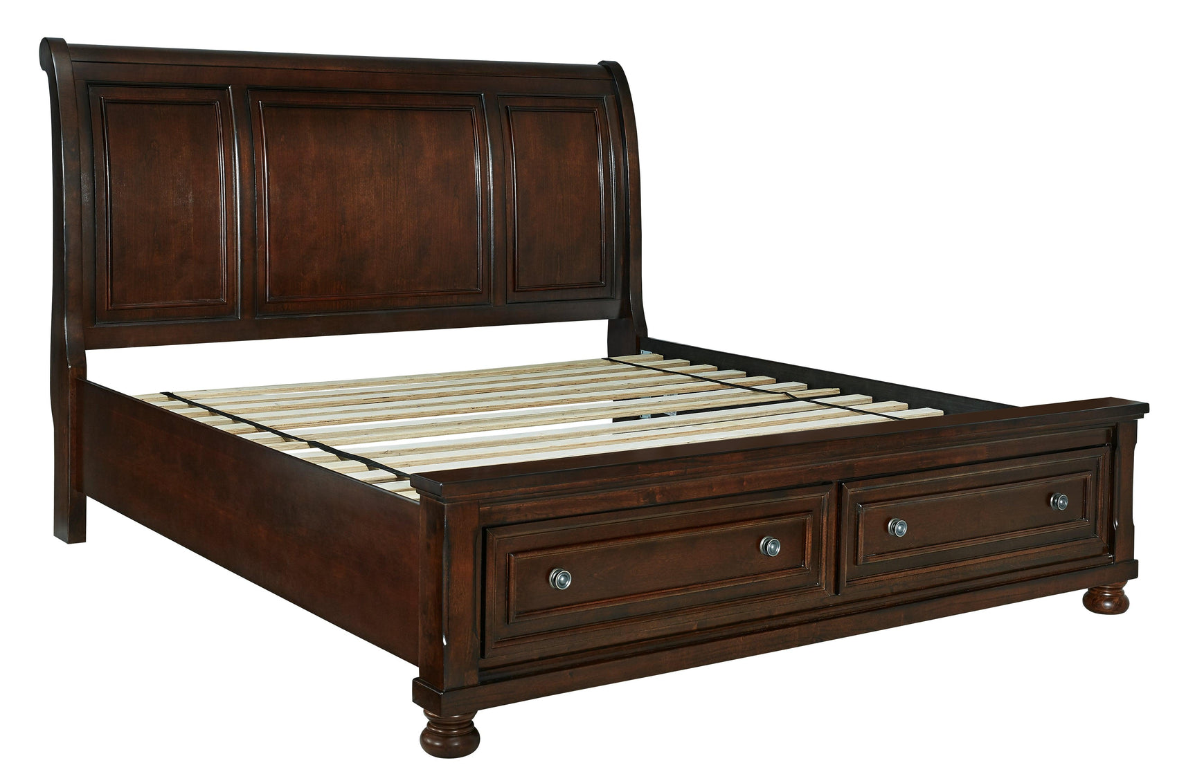 Porter King Bed panel footboard with bun feet
