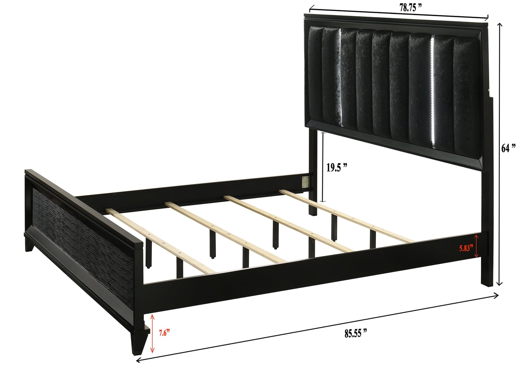 Cressida Black Upholstered Panel King Bed view 4