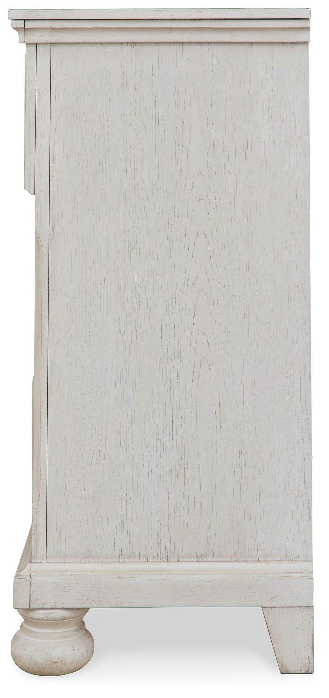 Side view of Robbinsdale Antique White Dresser