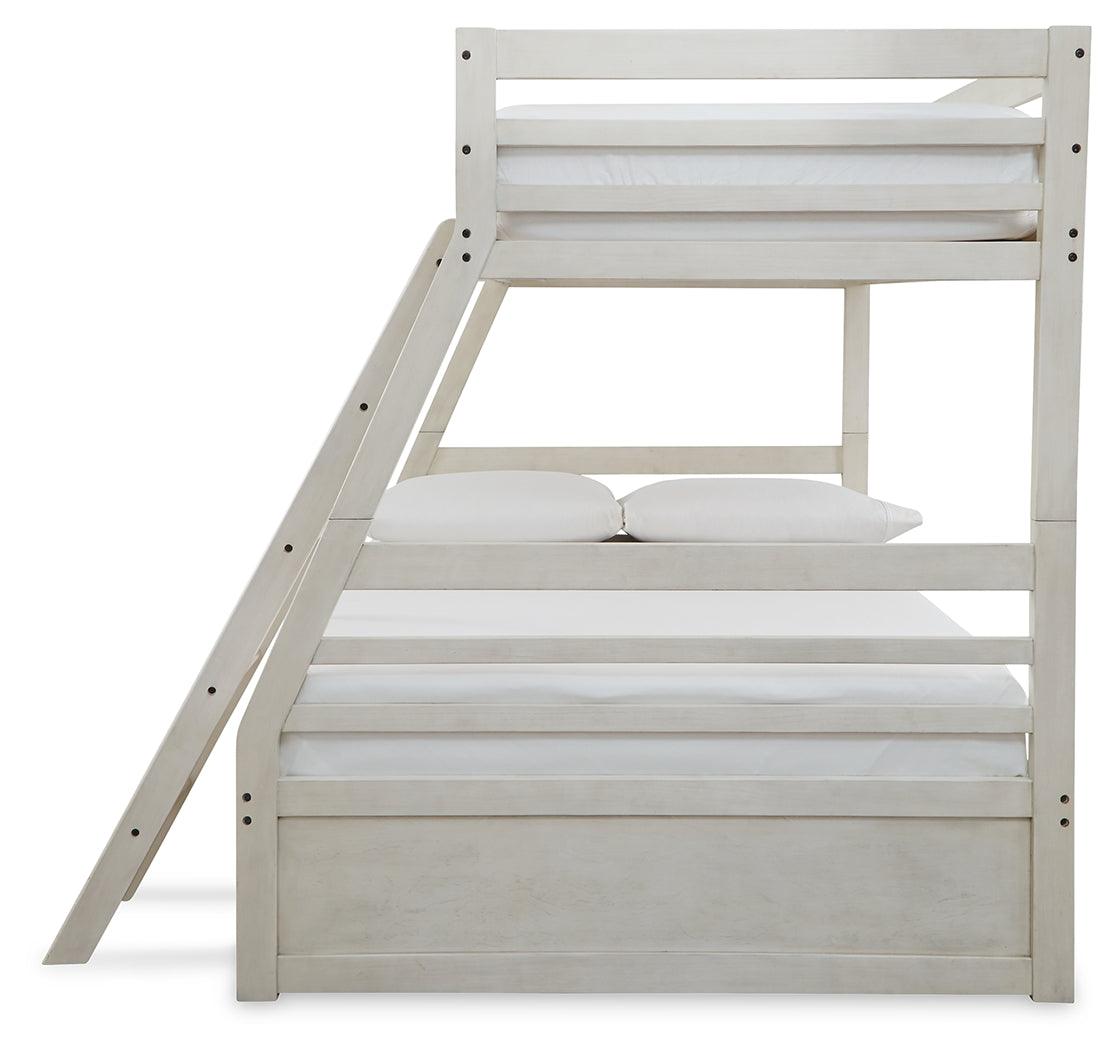 Robbinsdale Antique White Twin Over Full Bunk Bed alternative side angle