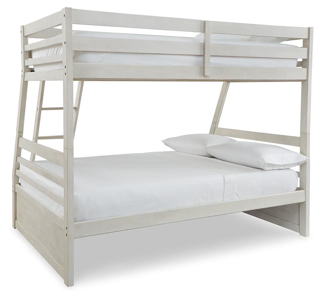 Robbinsdale Antique White Twin Over Full Bunk Bed rear angle